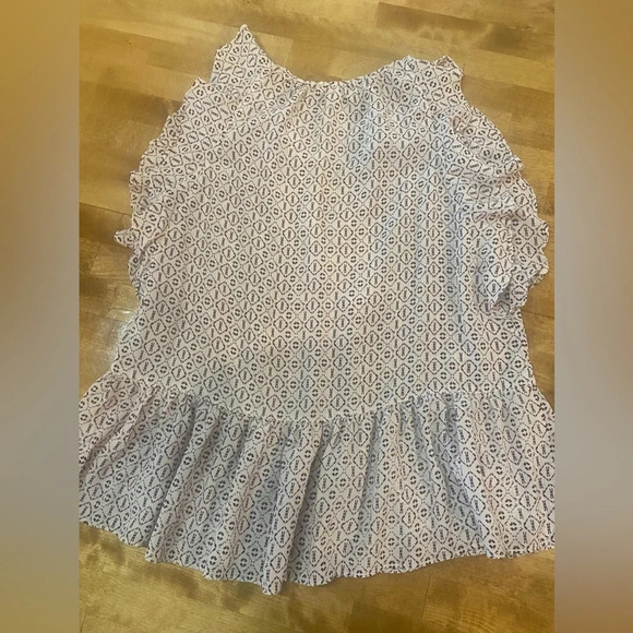 MADEWELL Women's Small 100% Silk Lily Ruffle Top in Echo Grid Blouse Tas… - Picture 9 of 13